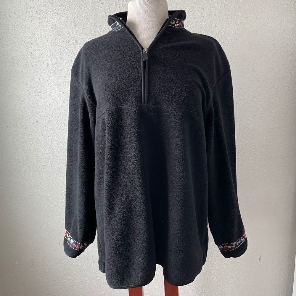 Vintage Gina Peters Black Half Zip Pullover Fleece